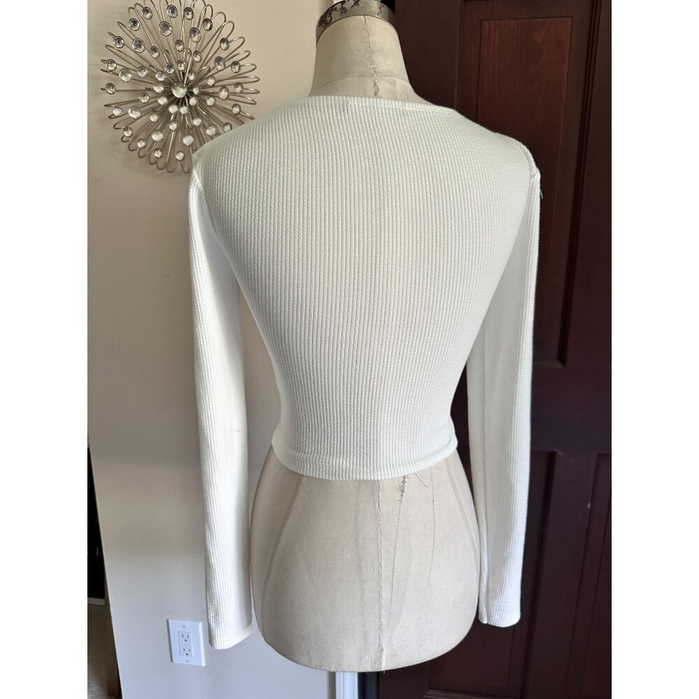 Ladies Signature 8 beige cargo jeans and Zara ribbed L/S crop top SMALL - Picture 5 of 9